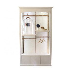 White shoe metal display case retail sunglasses clothing store shop shelves furniture wood wrought iron showcase display cabinet