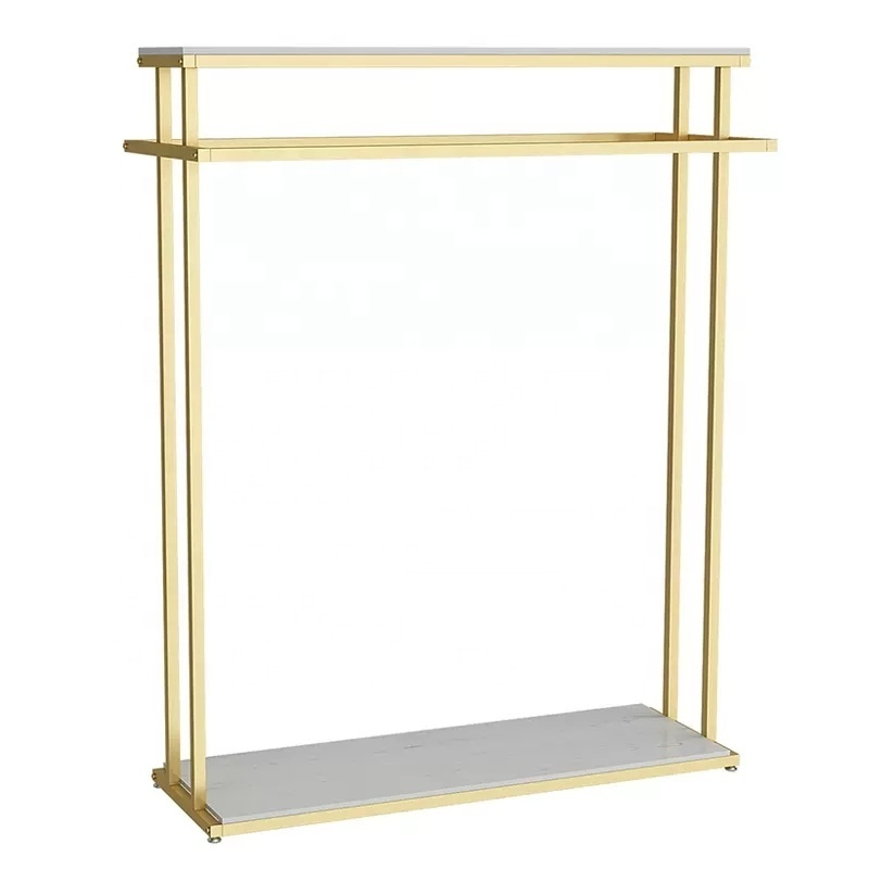 Golden Clothing Store Display Stand  Combination Men's Women's Clothing Store Shelf Standing Cloth Rack