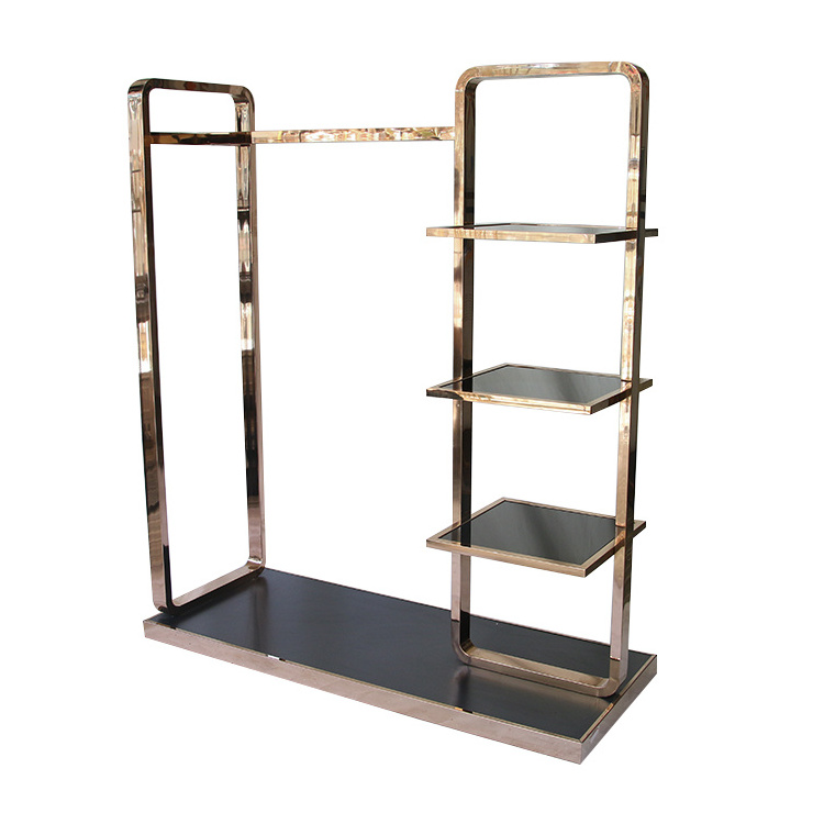 Fashion high quality  multi stainless steel shoes bags clothing display shelf rack store shelves