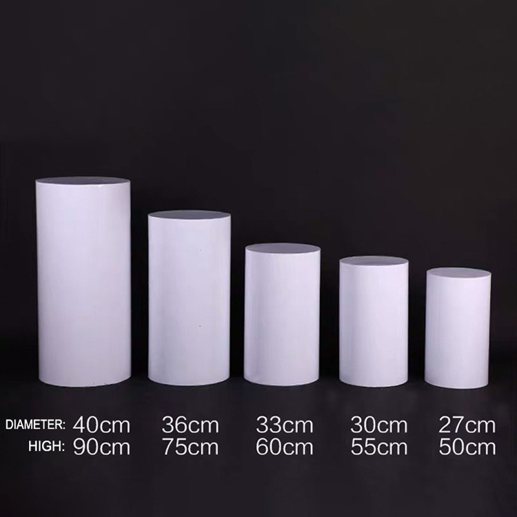 Bouquet Display Round Transparent Pillar Metal Acrylic Cylinder Wedding Display Stand