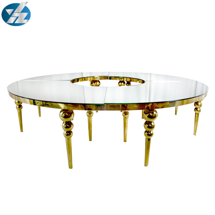 Royal Fashion Half Moom Metal Legs Glass Top Wedding Banquet Table