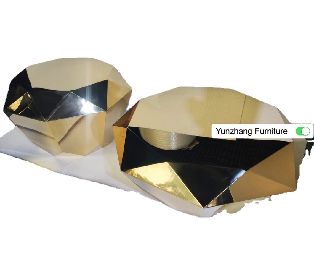 New design metal gold coffee table diamond shape table