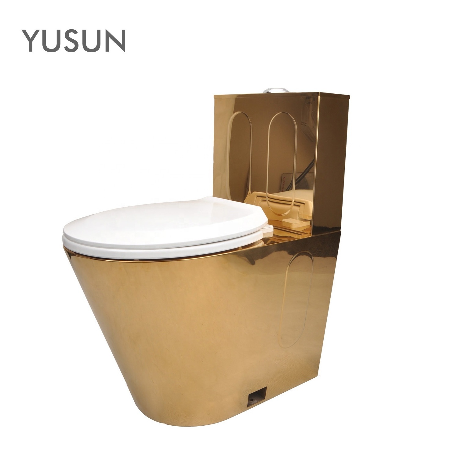 YUSUN Luxury Golden Stainless Steel Toilet Bowl Piss WC Toilet