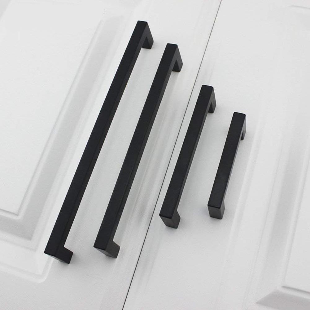 Black Modern Stainless Steel Drawer Handle Cabinet Square Bar Pull