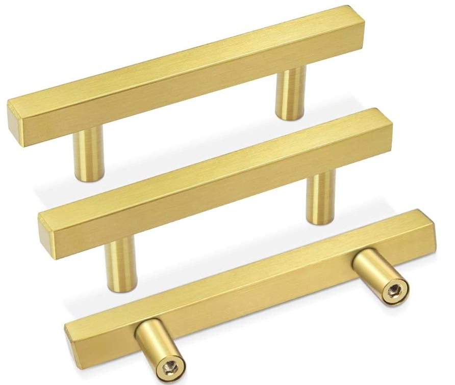 Furniture Kitchen Fittings Gold American Cabinet Door Brass Solid T-bar Square Handle Contemporary T Bar,furniture Handle & Knob