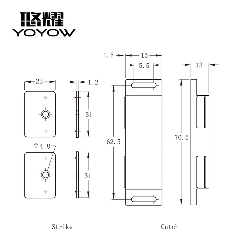 Plastic Double Magnetic Cabinet Door Catch White