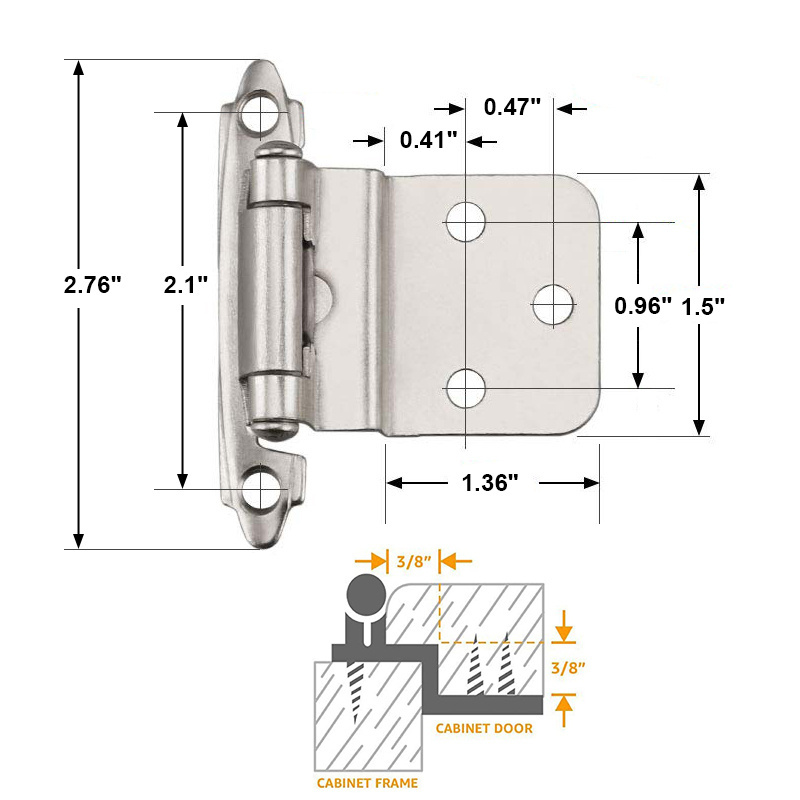 Face-mounted self-closing kitchen cabinet door hinges Inlay decorative hinges Furniture hinge box locks