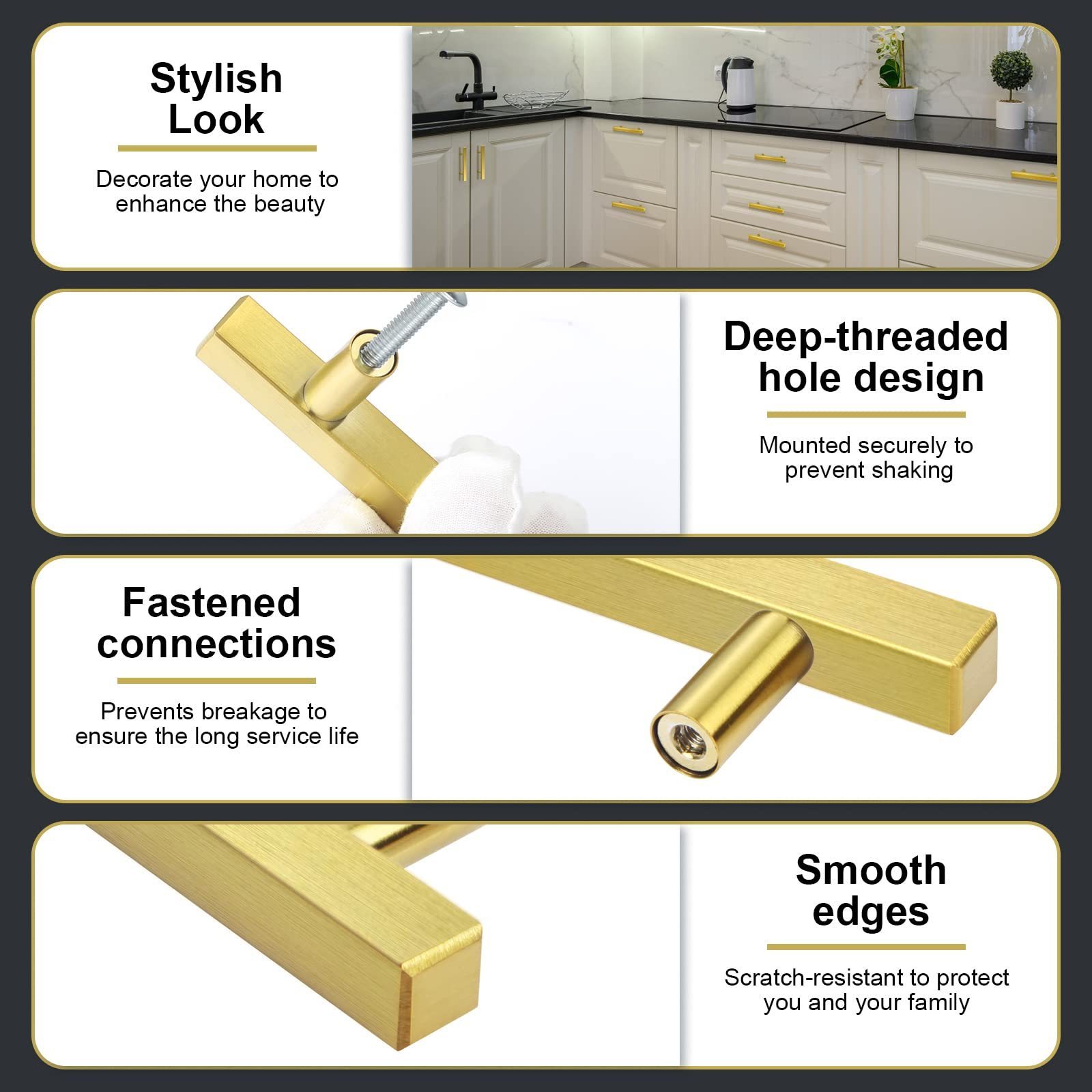 Furniture Kitchen Fittings Gold American Cabinet Door Brass Solid T-bar Square Handle Contemporary T Bar,furniture Handle & Knob