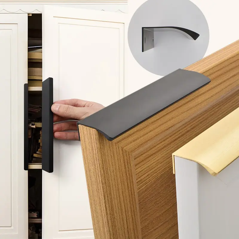 Aluminum contemporary drawer edge pulls furniture hardware finger cabinet pulls furniture pulls