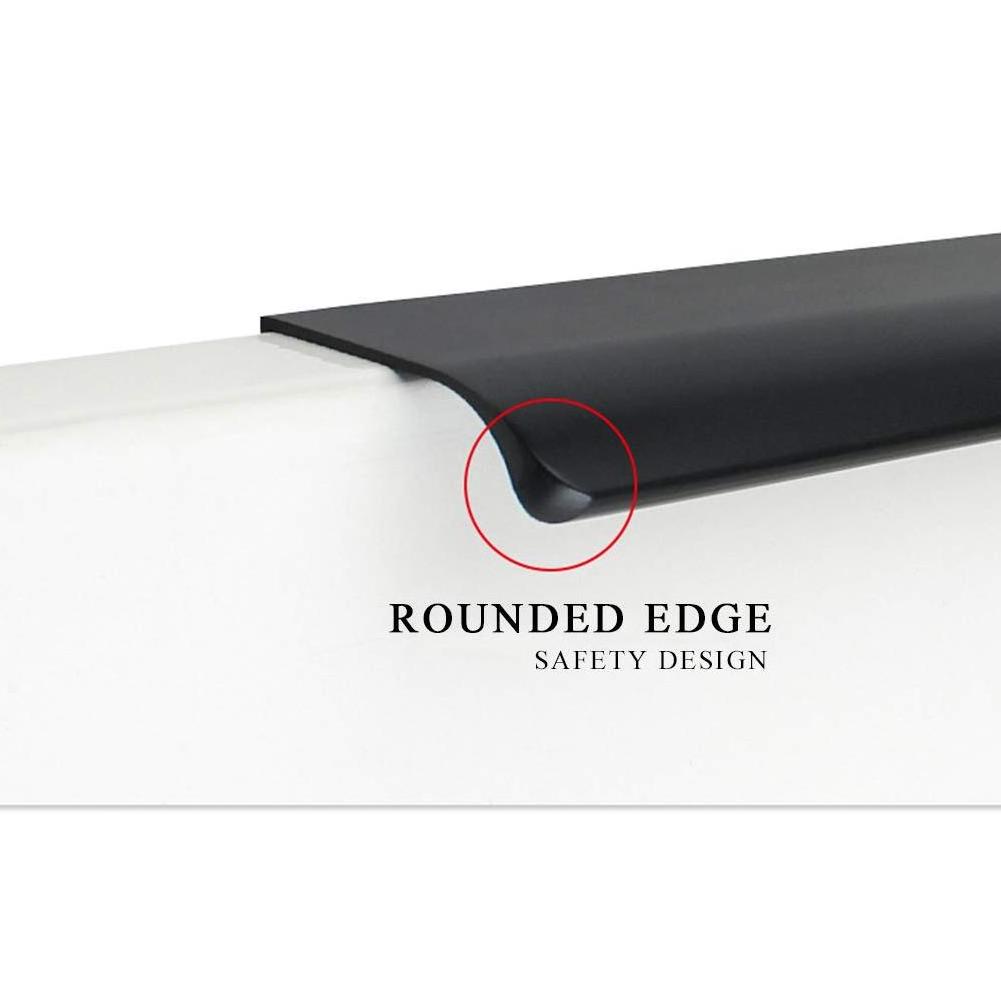 Modern Style Black Aluminum Profile Curved Concealed Finger Edge Drawer Pull Handle Steel Free Kitchen Cabinets Modern 64 Mm