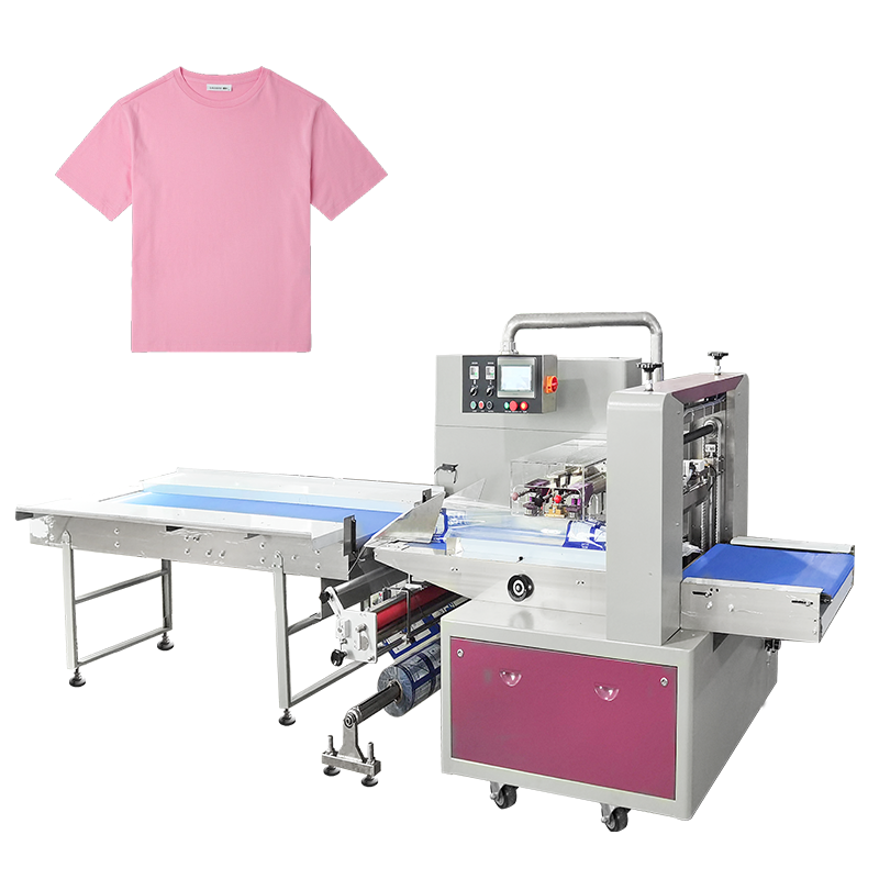 factory price servo motor PLC Control protection clothing plastic t shirt folding and bag machine with auto packing