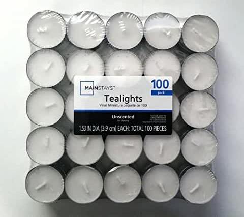 50 Pack Unscented Paraffin Free Natural Tea light White Tea Candles