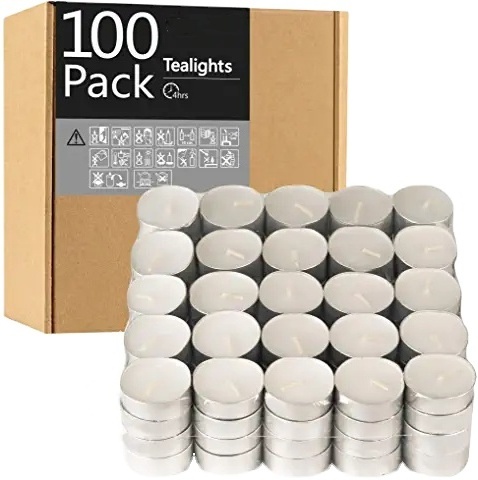 100pack 4hours 6hrs 8hrs Burning time Pressed tea light candles unscented white tealight candle