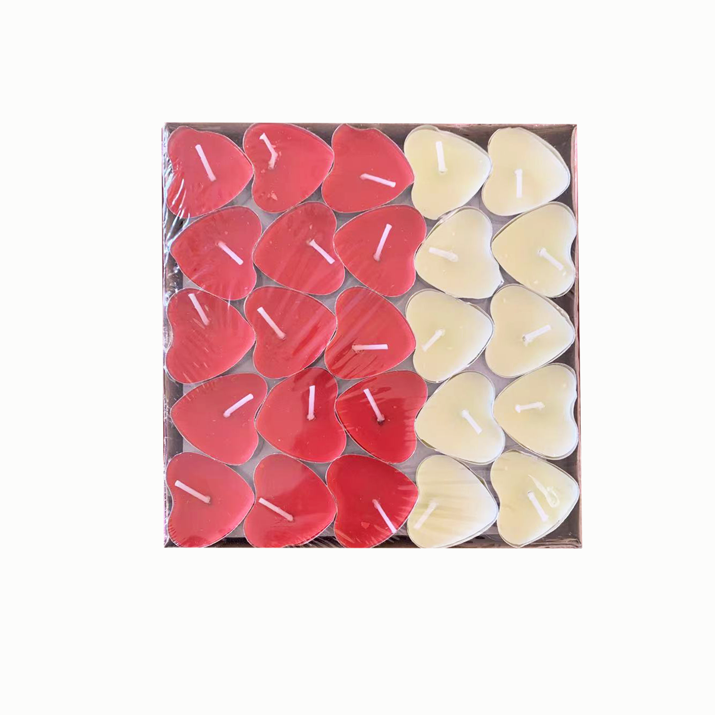 50 Pack Heart Shaped Unscented Tea Lights Candles Smokeless Tealight Candles Decorations for Wedding 2 hrs Tealight Candles