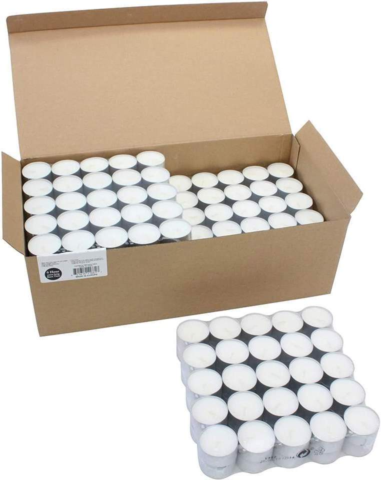 unscented 6 hour Tea lights 200 pack white tealight small candle