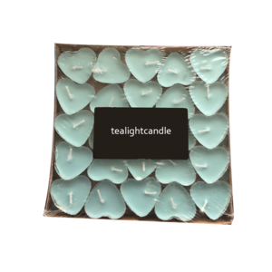 wholesale heart shape scented tealight light blue  4 hour 50 pack for wedding decoration