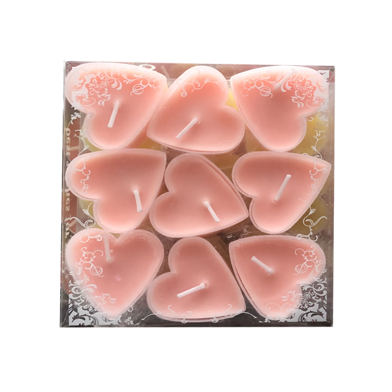 light pink scented tealight heart shape house use 9pack in bulk