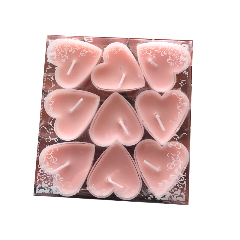 light pink scented tealight heart shape house use 9pack in bulk