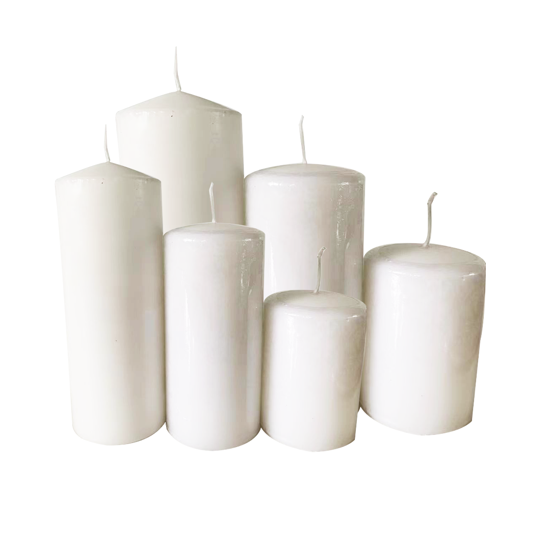 wholesale good quality big size church votive white black wax pillar candle