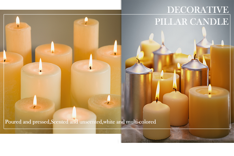 Pure Paraffin Wax Custom Brand Label Unscented Thick White Color Pillar Candles