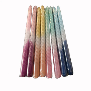 Wholesale Spiral Stick Taper Candle High Quality Gradient Multicolor Paraffin Twisted Wedding Dinner Candles