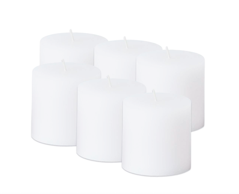 Pure Paraffin Wax Custom Brand Label Unscented Thick White Color Pillar Candles