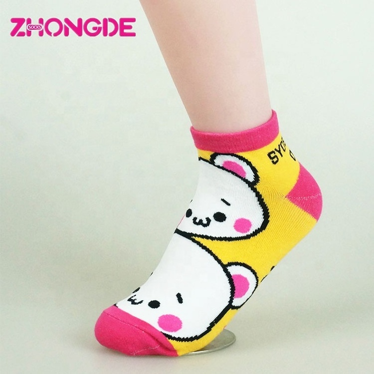 Knitted customs Bear Cartoon kid  stripe Animal Cat Dog Art Cartoon Character Funny 100% cotton kids socks kids sheer socks