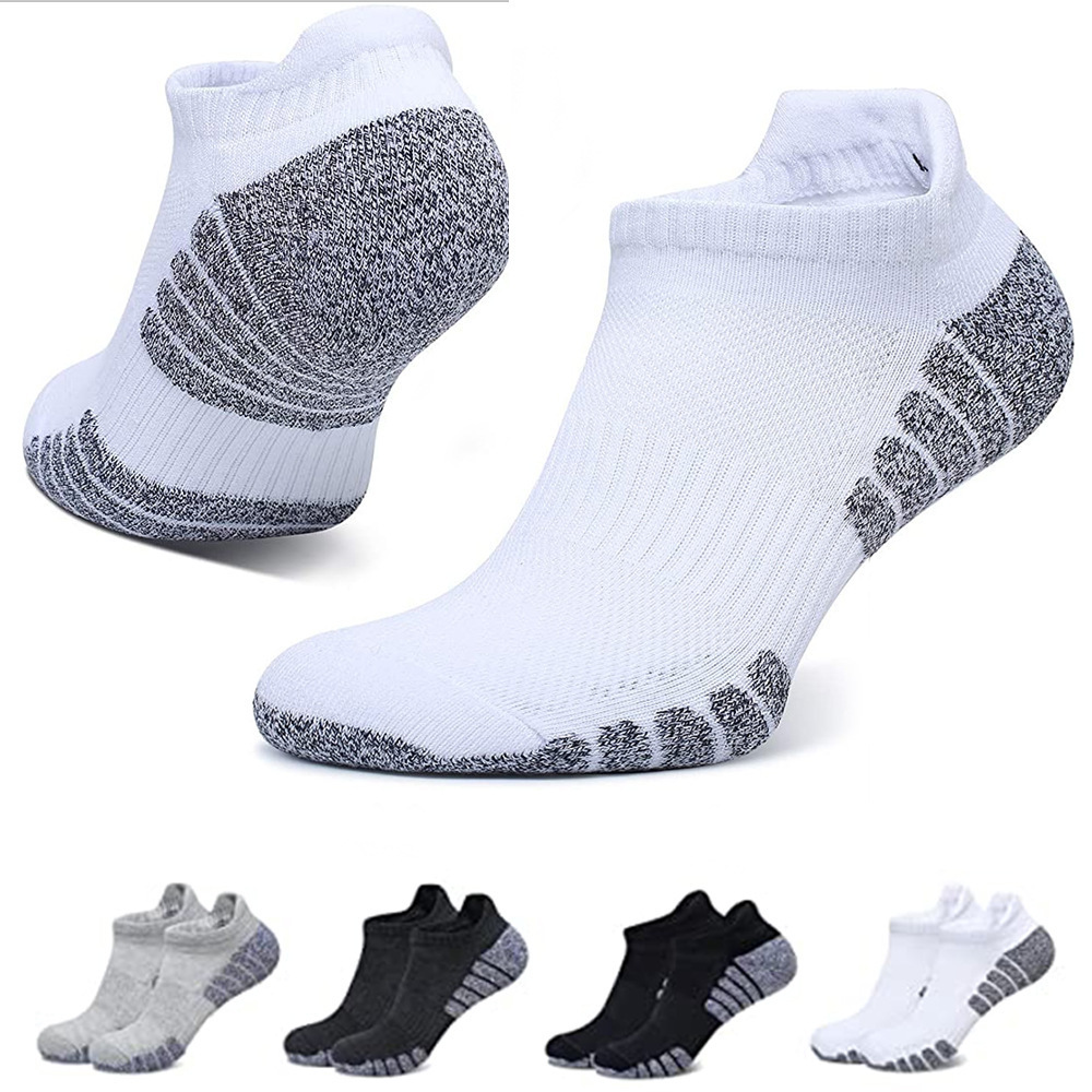 custom knit pink white thick sponge ankle grip premium trainer sport natural cotton short low cut socks for performance running