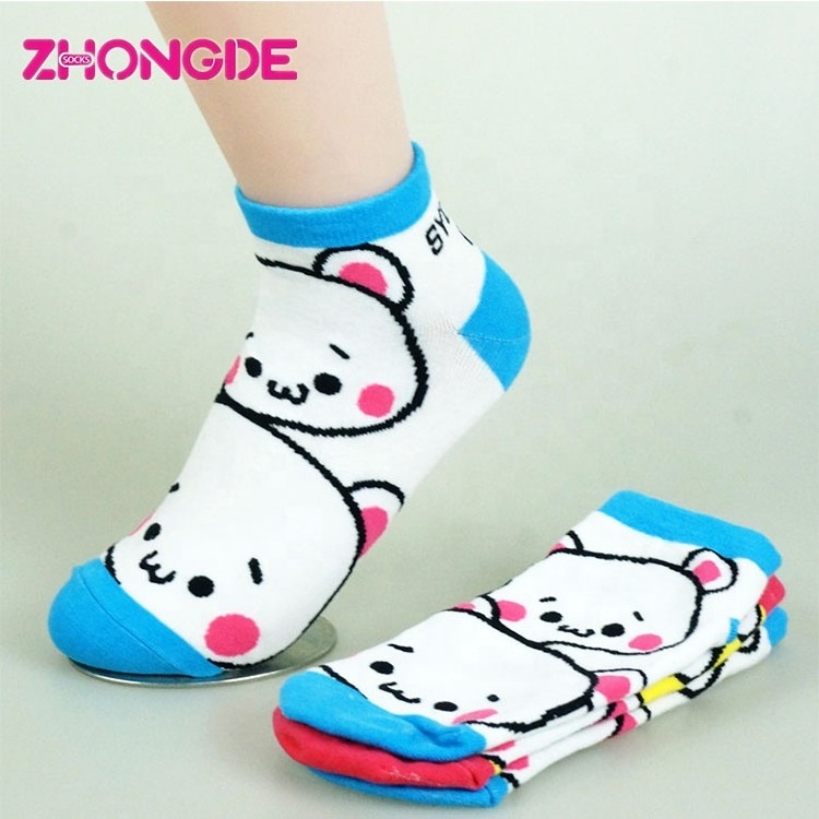 Knitted customs Bear Cartoon kid  stripe Animal Cat Dog Art Cartoon Character Funny 100% cotton kids socks kids sheer socks