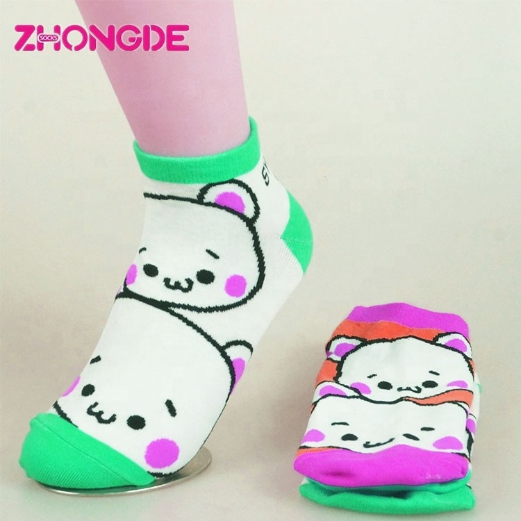 Knitted customs Bear Cartoon kid  stripe Animal Cat Dog Art Cartoon Character Funny 100% cotton kids socks kids sheer socks