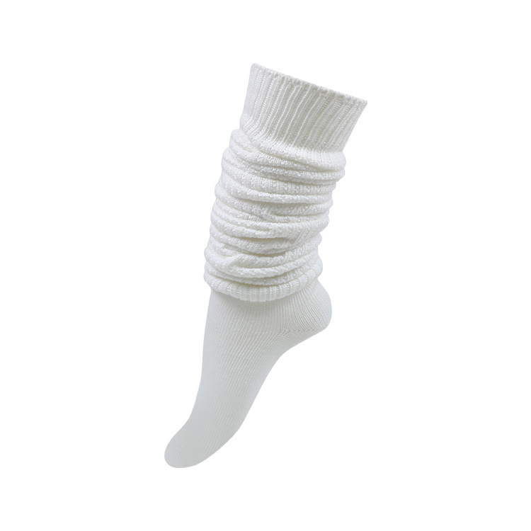 Fashion womens ladies white thick warm cotton wool knit thigh high boot stocking slouch socks