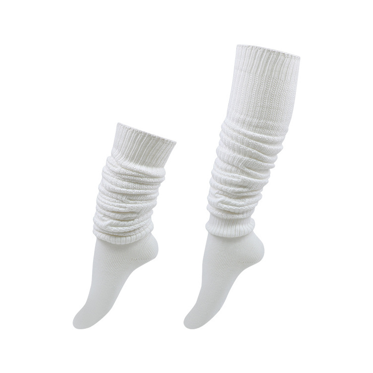 Fashion womens ladies white thick warm cotton wool knit thigh high boot stocking slouch socks