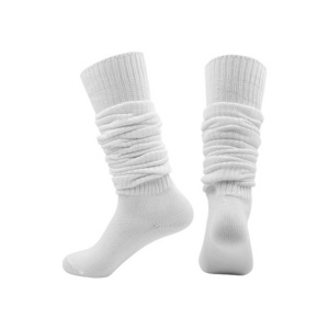 Fashion womens ladies white thick warm cotton wool knit thigh high boot stocking slouch socks