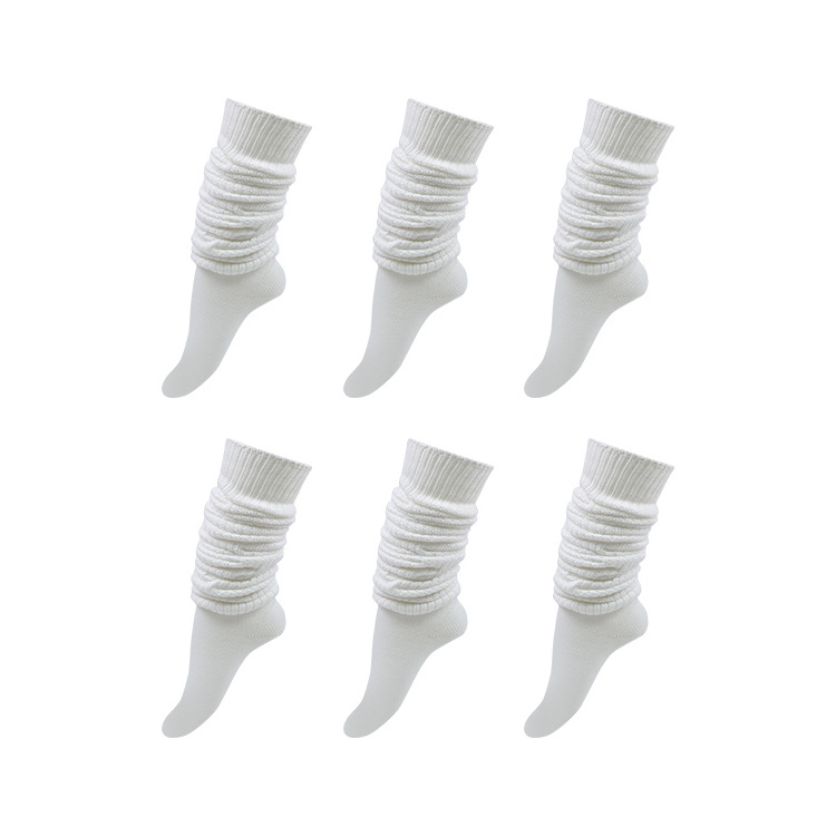 Fashion womens ladies white thick warm cotton wool knit thigh high boot stocking slouch socks