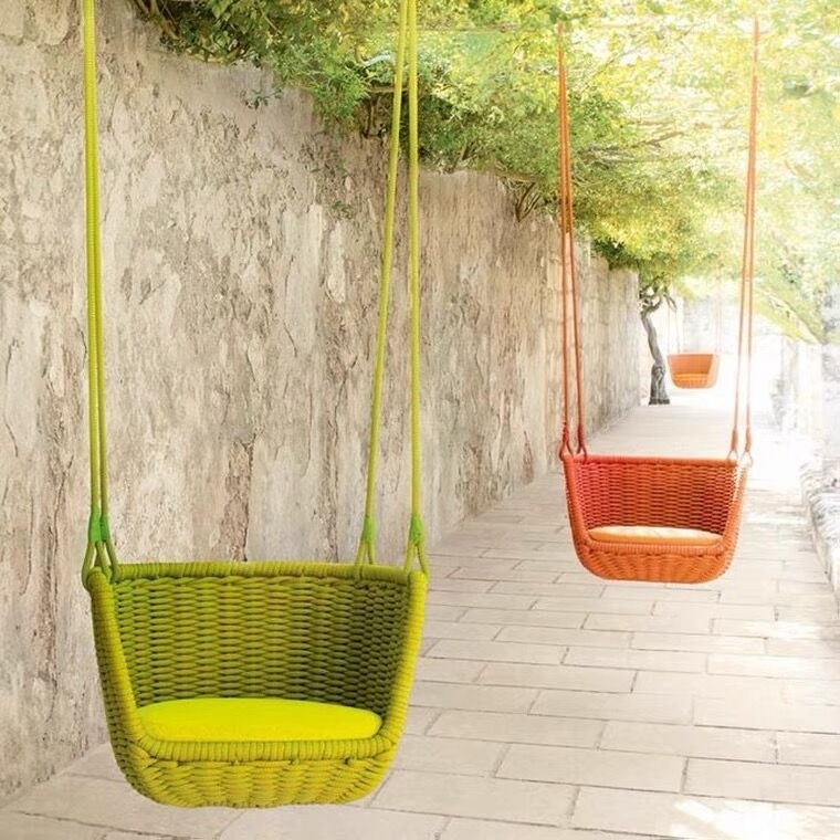 Outdoor Garden Hanging Chair High Standard Double Patio Egg Chair Rattan Rope Swing Chair