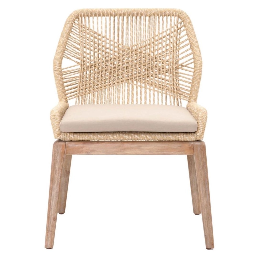 Wholesale Patio Furniture Outdoor Rattan Woven Rope Dining Chair Wood Garden Weave Rope Chair