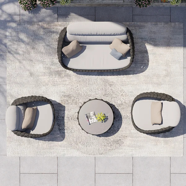 Terraces Balcony Hotel Modern Luxury Outdoor Patio Furniture Sofa Set Exterior Rope Garden Set