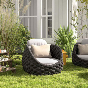 Zeen Modern Outdoor Sofa Chair Woven Rope Armchair With Removable Cushion