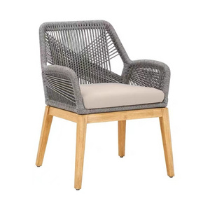 Custom Modern Outdoor Furniture European Rattan Rope Weave Chair Outdoor Dining Arm Chair