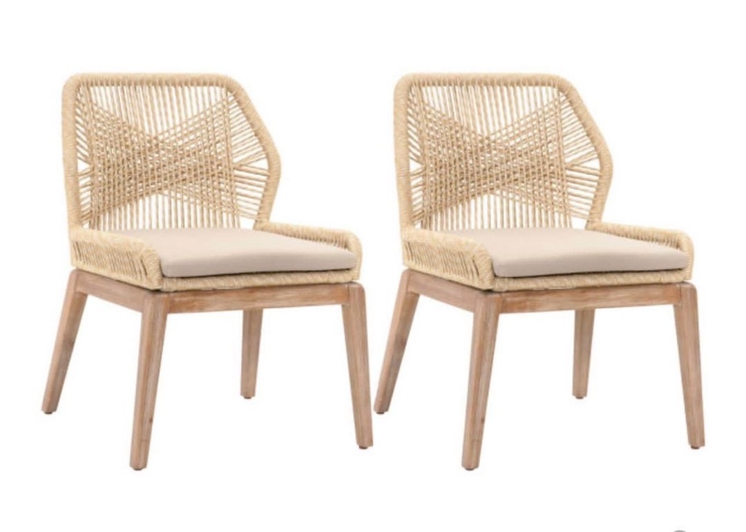 Wholesale Patio Furniture Outdoor Rattan Woven Rope Dining Chair Wood Garden Weave Rope Chair