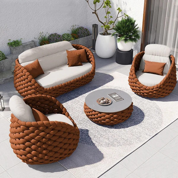 Terraces Balcony Hotel Modern Luxury Outdoor Patio Furniture Sofa Set Exterior Rope Garden Set