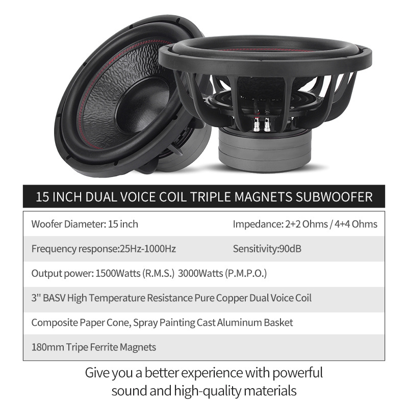 Fast Shipping Car Subwoofer 180mm Tripe Ferrite Magnet Automotive 10 12 15 18 Inch Powered Subwoofers Speaker