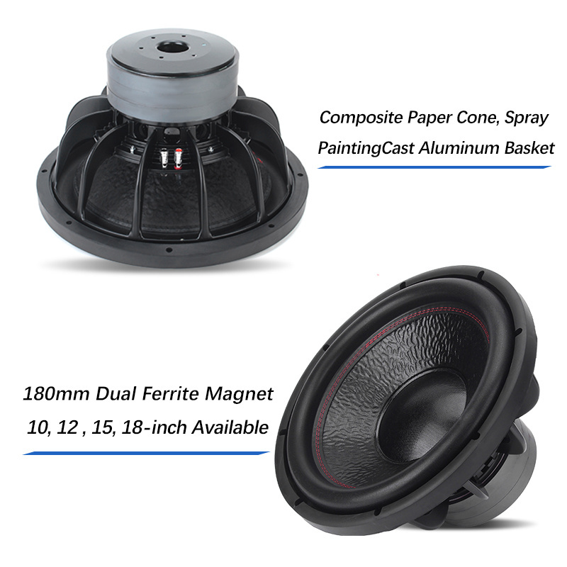 Fast Shipping Car Subwoofer 180mm Tripe Ferrite Magnet Automotive 10 12 15 18 Inch Powered Subwoofers Speaker