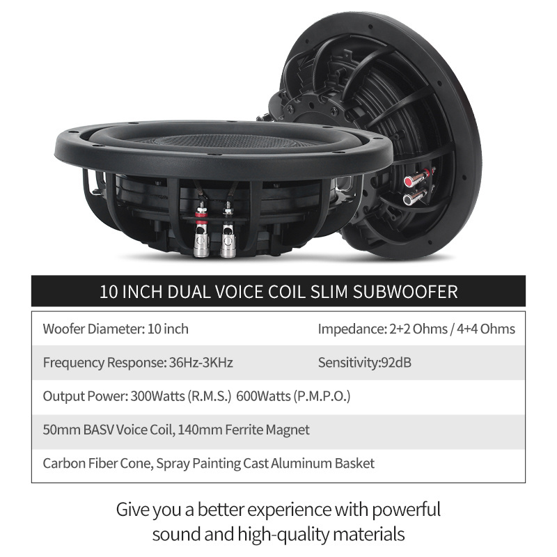 10 12 Inch Steel Basket Auto Sound Competition Bass Equipment 600w Powered Sub Woofer Audio Subwoofer Speakers For Car