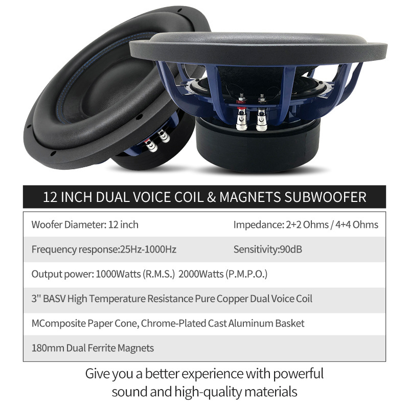 Oem Customization 10 12 15 18 Inch 1000 Watt Rms Subwoofer Composite Paper Cone Woofer Aluminum Basket Bass Subwoofer Speaker