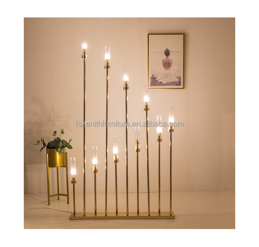 Wedding supplies table decoration candlesticks Led metal gold candle holders for wedding candelabra