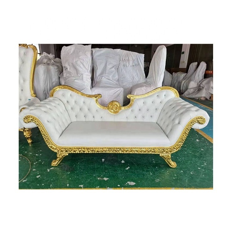 Foshan Zhongyi Wholesale sofa Wedding Gold Royal King Throne Couch For Queen Two Seat Sofa