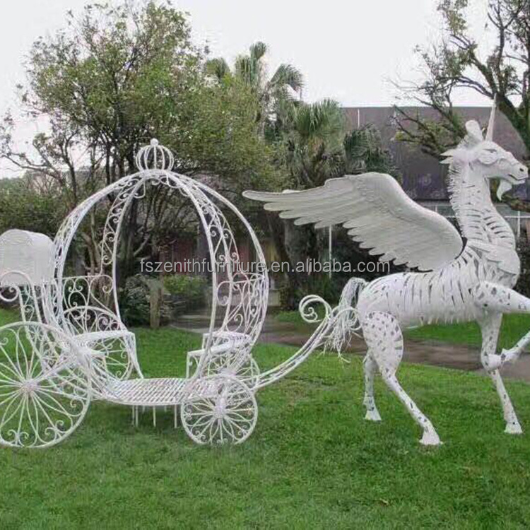 Wedding supplies wire mobile pumpkin horse cart white cinderella carriage for sale