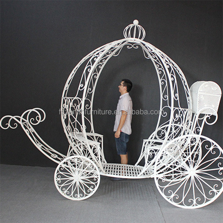 Wedding supplies wire mobile pumpkin horse cart white cinderella carriage for sale