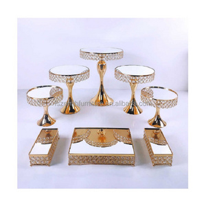 Gold Mirror Metal Display Tray Cake Tools Set Dessert Cake Stand for Wedding Party Decoration